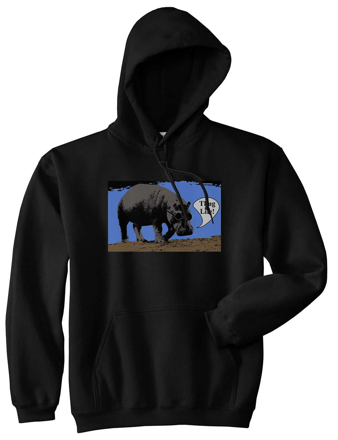 Cool Hippo Thug Life Funny Mens Pullover Hoodie Black