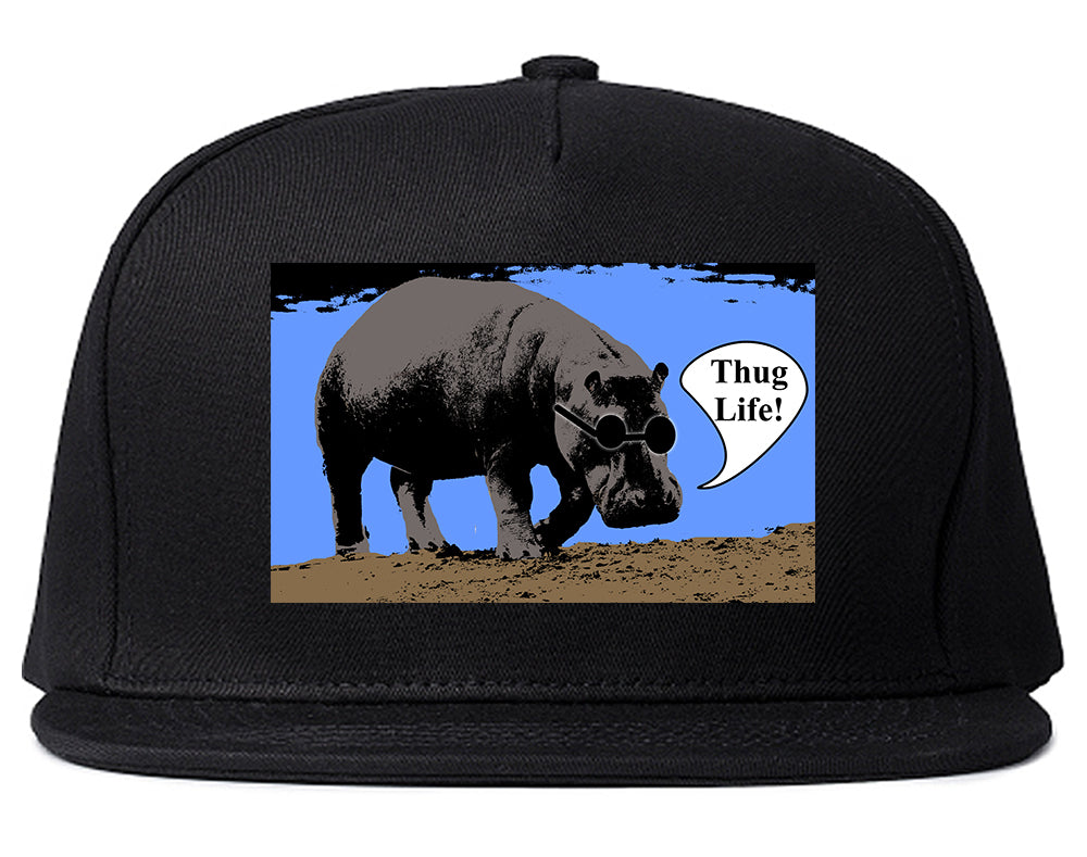 Cool Hippo Thug Life Funny Mens Snapback Hat Black