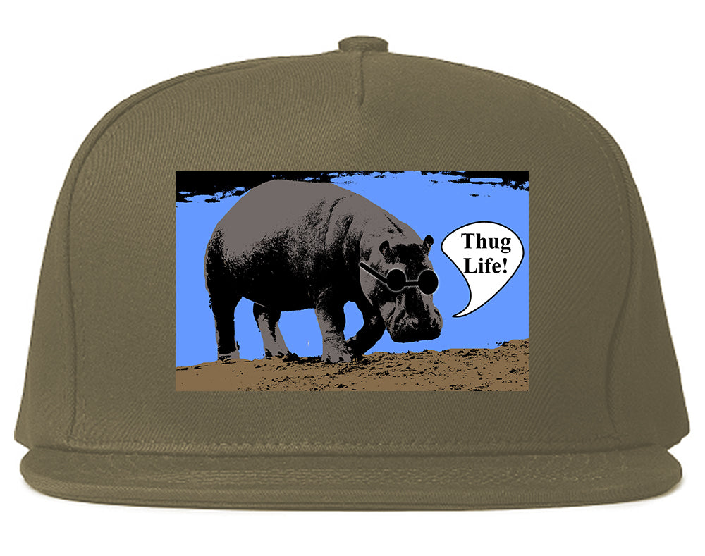 Cool Hippo Thug Life Funny Mens Snapback Hat Grey