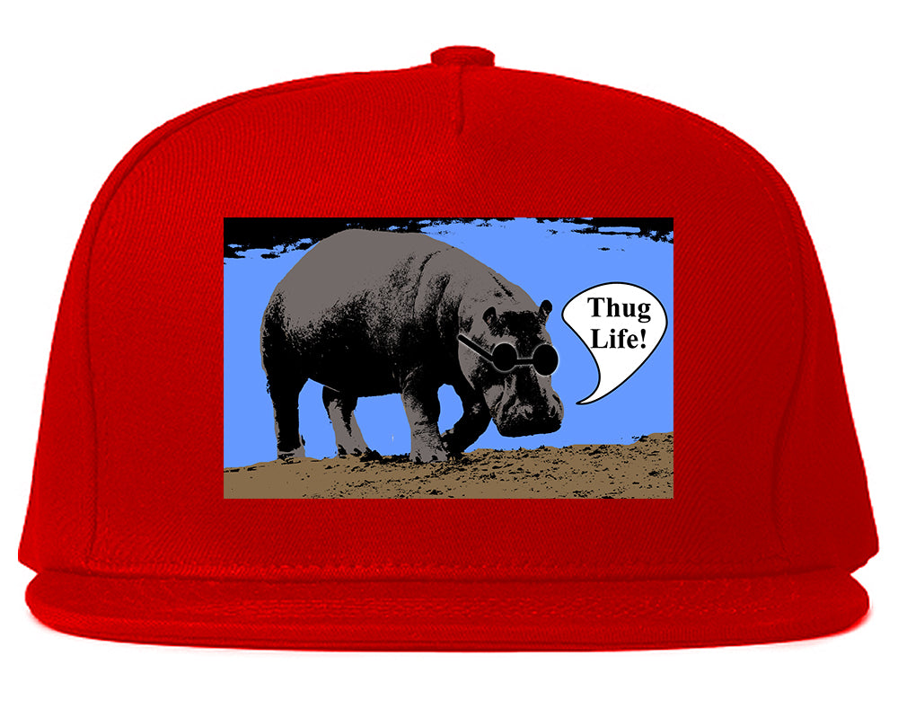 Cool Hippo Thug Life Funny Mens Snapback Hat Red