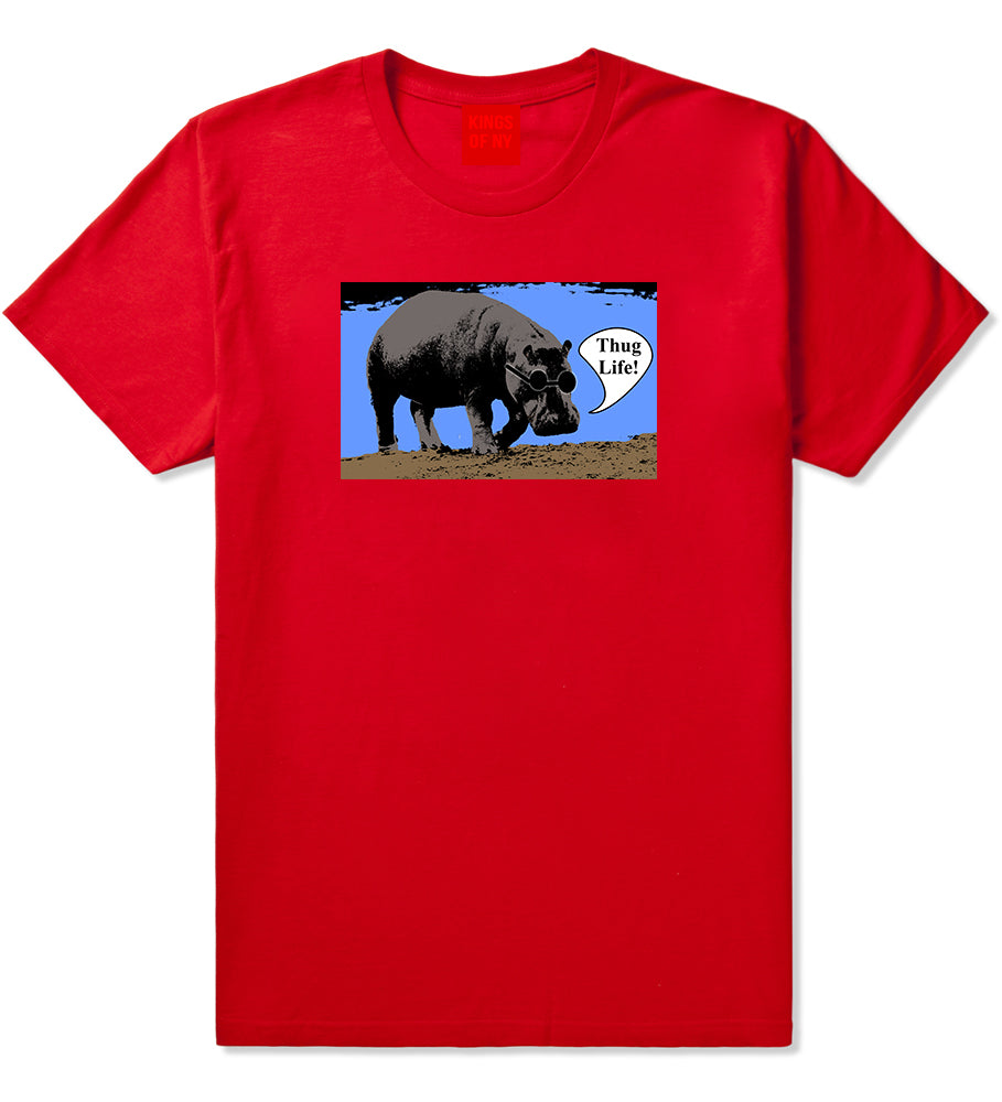 Cool Hippo Thug Life Funny Mens T Shirt Red