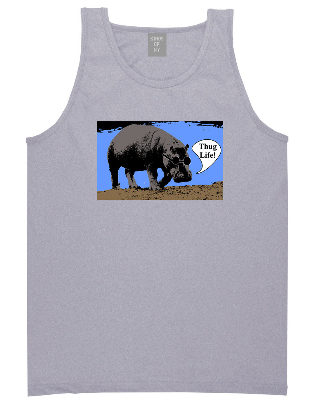 Cool Hippo Thug Life Funny Mens Tank Top Shirt Grey