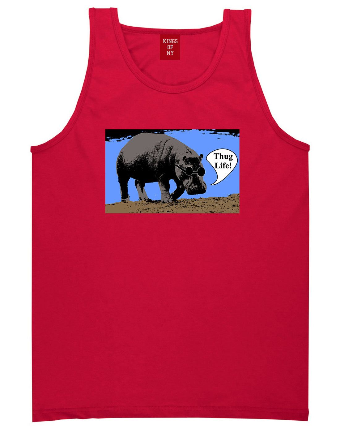 Cool Hippo Thug Life Funny Mens Tank Top Shirt Red