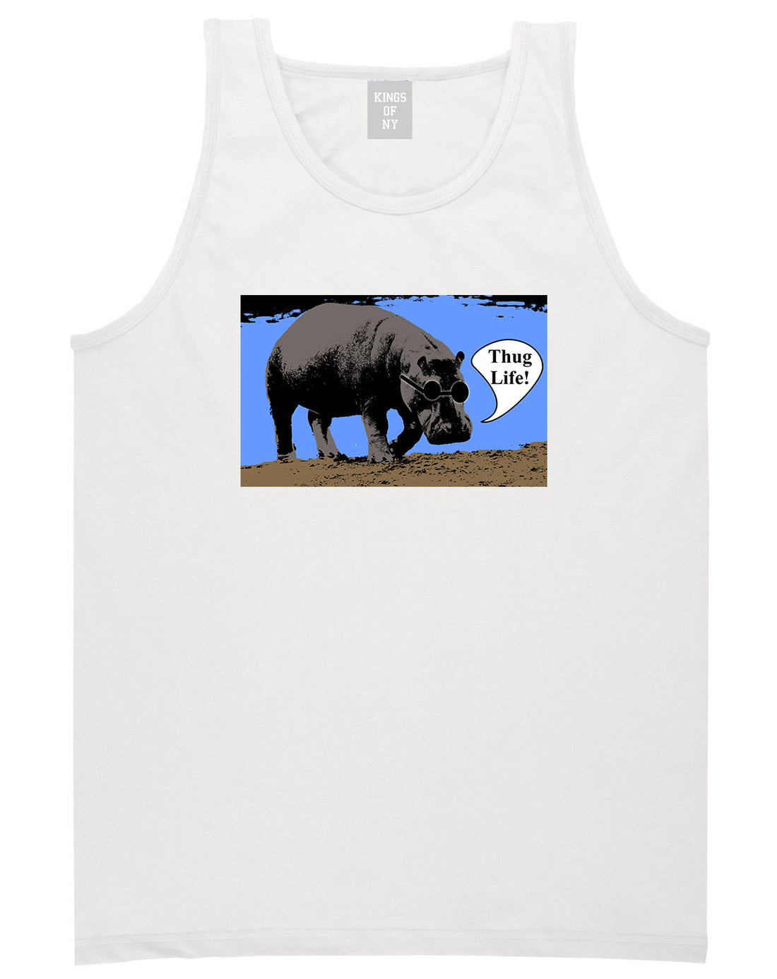 Cool Hippo Thug Life Funny Mens Tank Top Shirt White