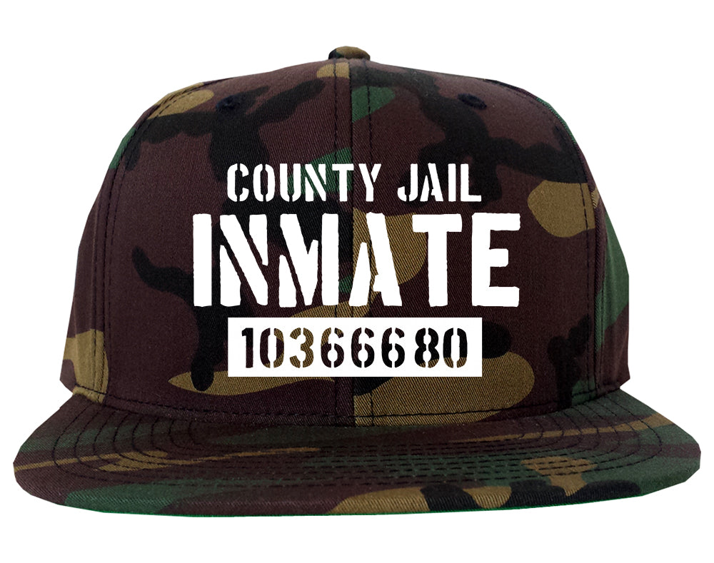 County Jail Inmate 666 Halloween Costume Mens Snapback Hat Green Camo