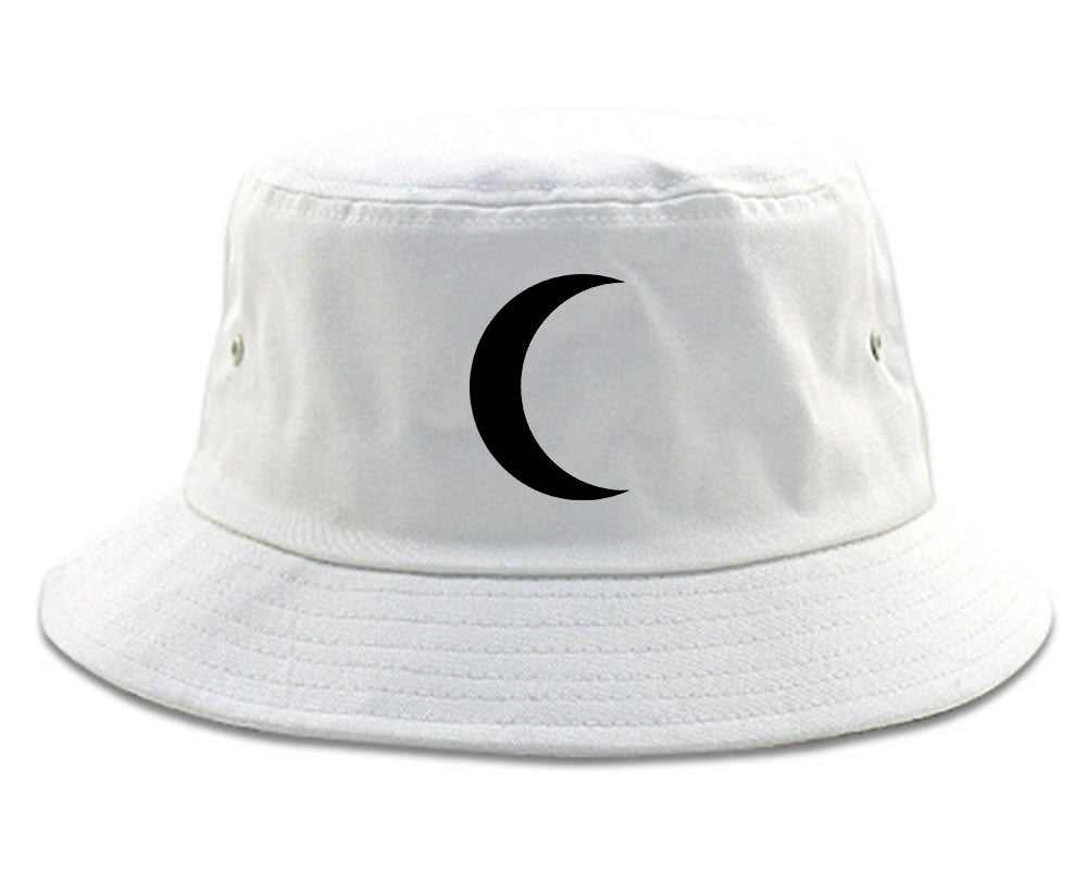 Crescent Moon Chest Bucket Hat White