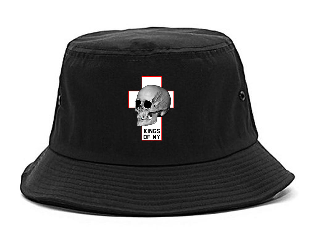 Cross And Skull Chest Mens Bucket Hat Black