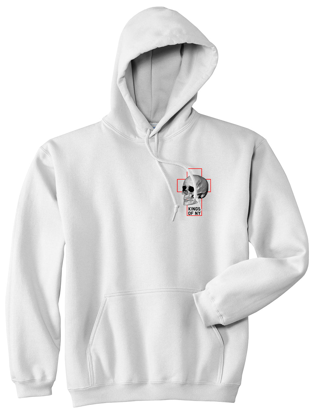 Cross And Skull Chest Mens Pullover Hoodie White by Kings Of NY