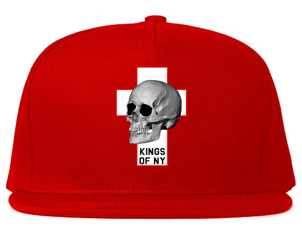 Cross And Skull Chest Mens Snapback Hat Red