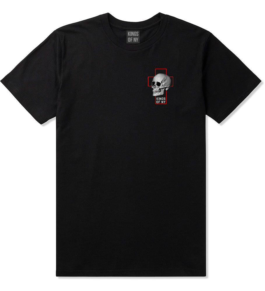 Cross And Skull Chest Mens T-Shirt Black by Kings Of NY