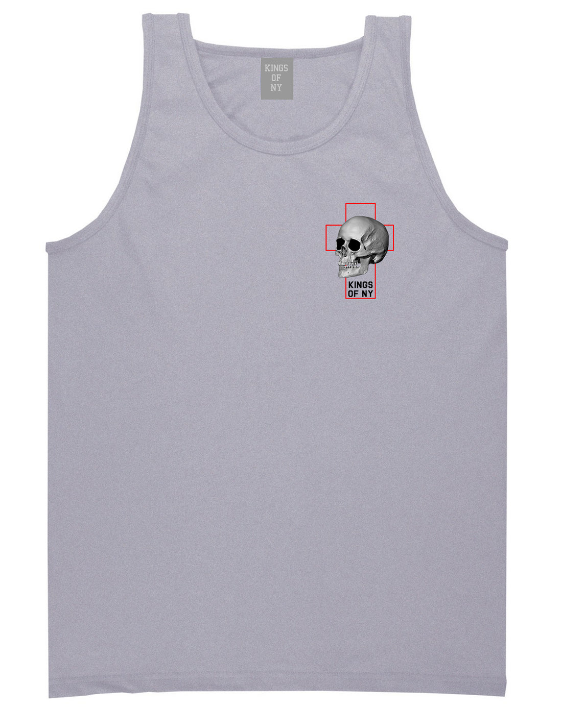 Cross And Skull Chest Mens Tank Top Shirt Grey by Kings Of NY
