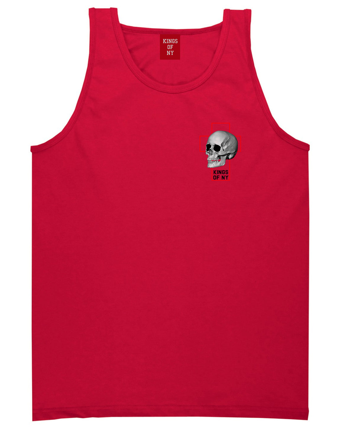 Cross And Skull Chest Mens Tank Top Shirt Red by Kings Of NY