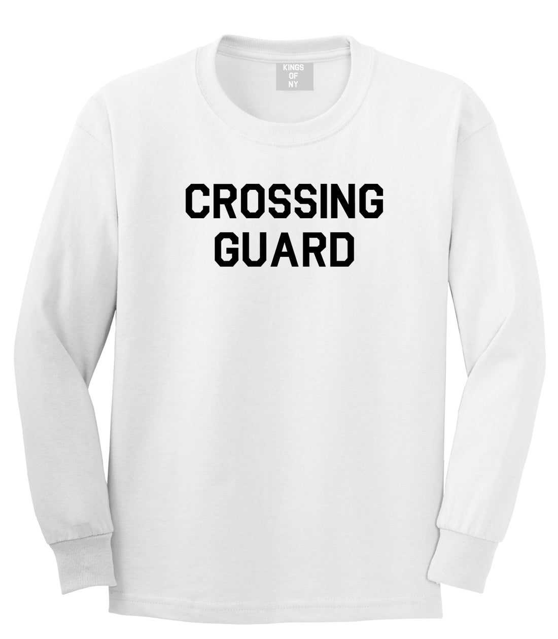 Crossing Guard Mens White Long Sleeve T-Shirt by Kings Of NY