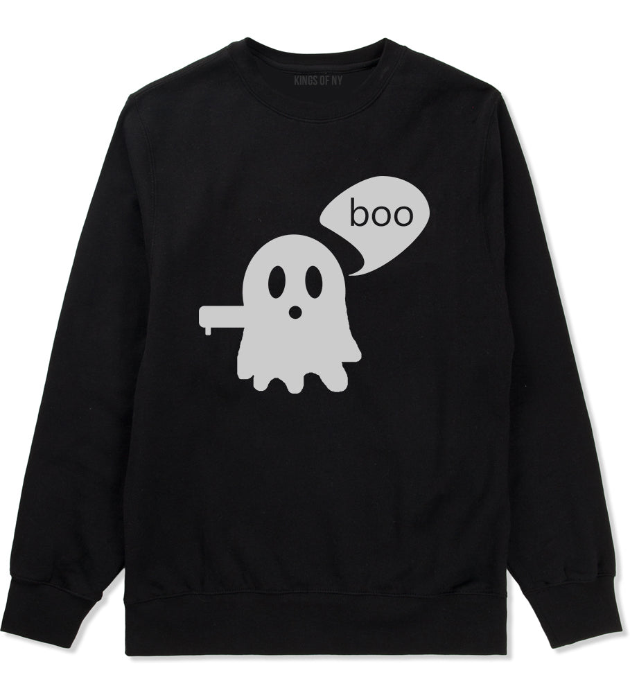 Cute Displeased Ghost Halloween Mens Crewneck Sweatshirt Black