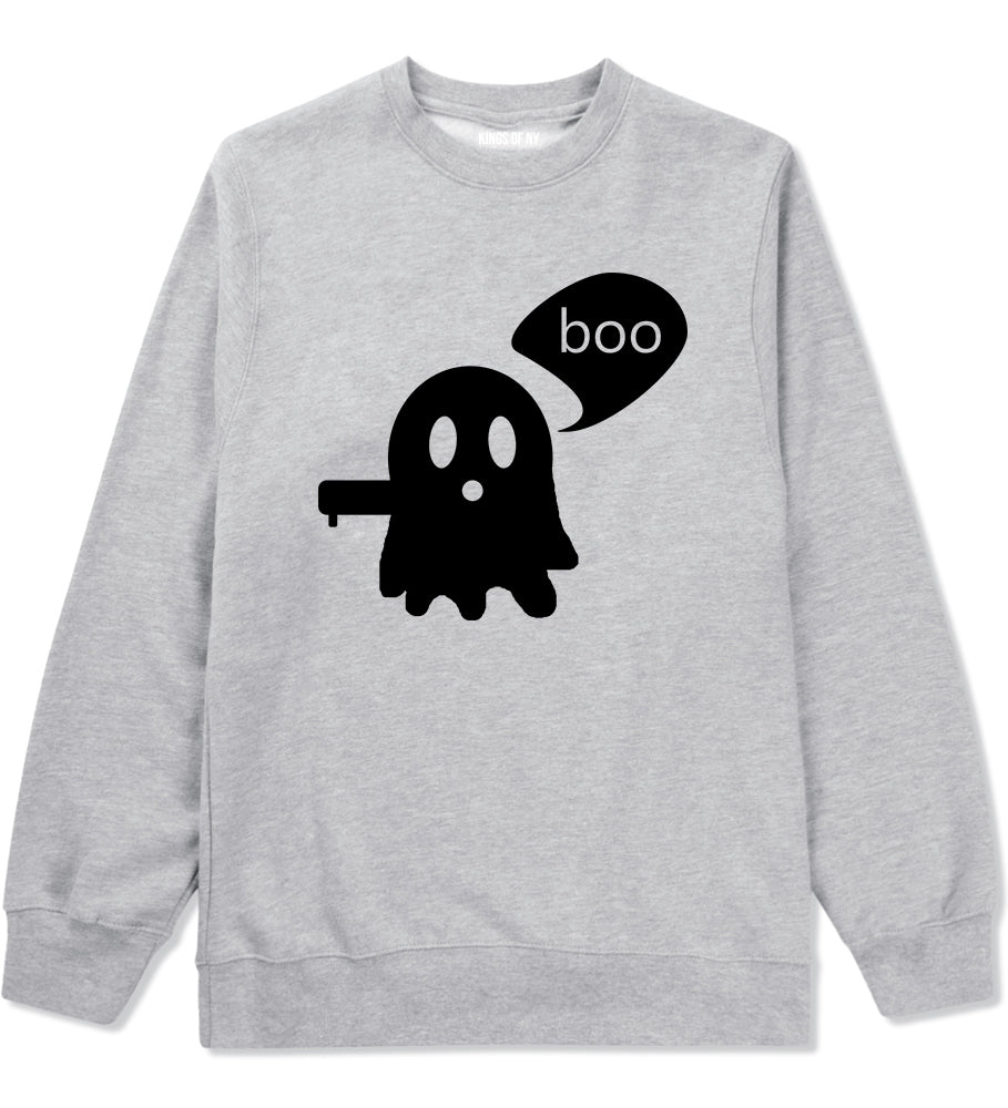 Cute Displeased Ghost Halloween Mens Crewneck Sweatshirt Grey