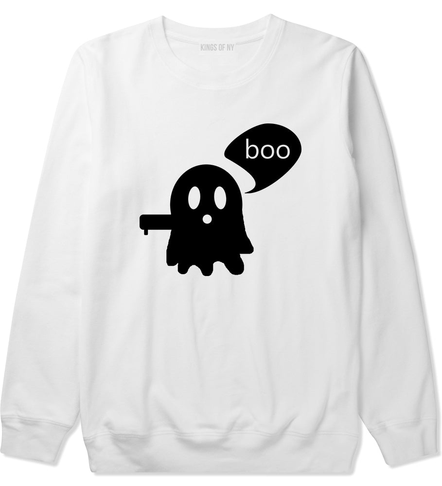 Cute Displeased Ghost Halloween Mens Crewneck Sweatshirt White