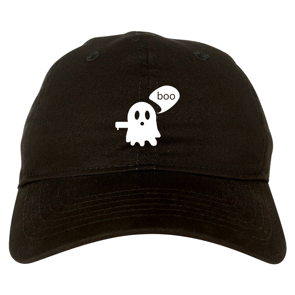 Cute Displeased Ghost Halloween Mens Dad Hat Black
