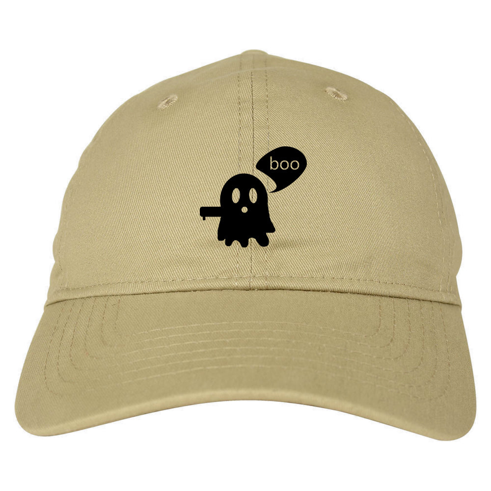 Cute Displeased Ghost Halloween Mens Dad Hat Tan