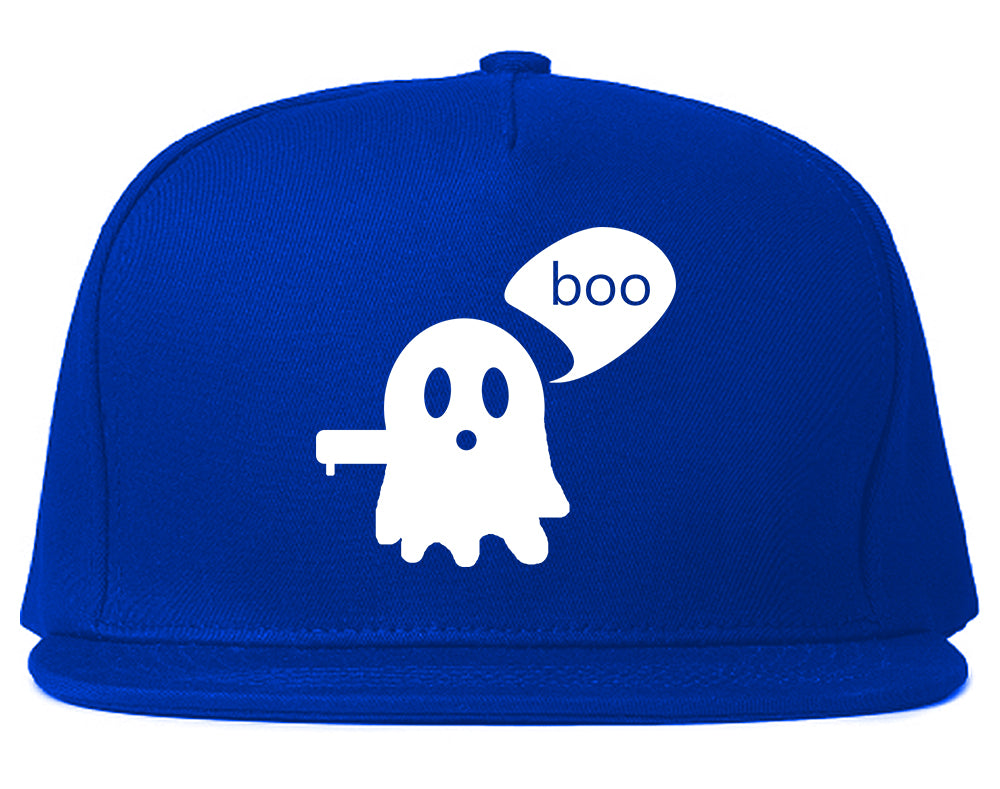 Cute Displeased Ghost Halloween Mens Snapback Hat Royal Blue