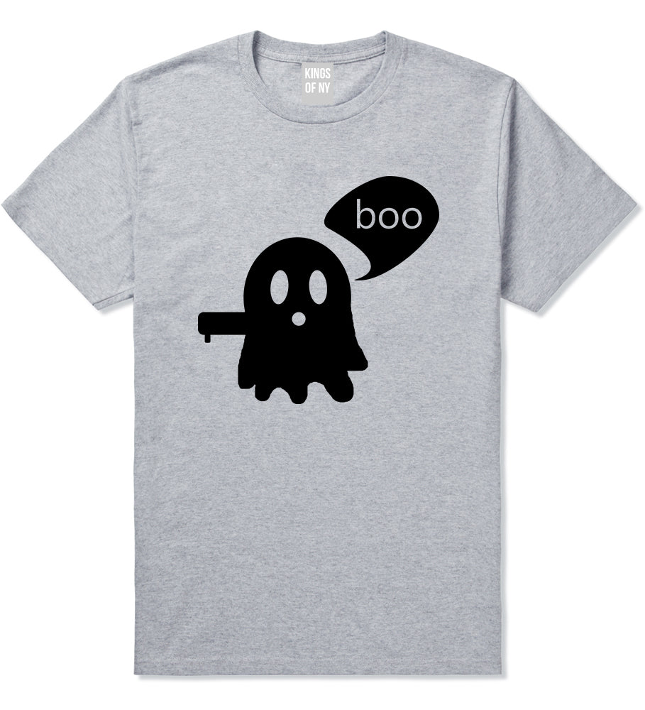 Cute Displeased Ghost Halloween Mens T-Shirt Grey