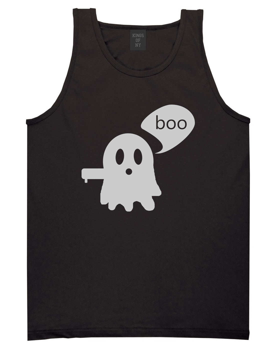 Cute Displeased Ghost Halloween Mens Tank Top T-Shirt Black