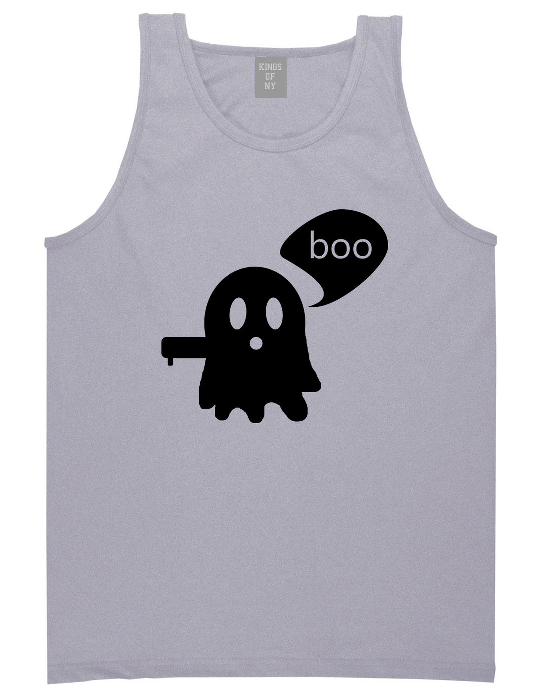 Cute Displeased Ghost Halloween Mens Tank Top T-Shirt Grey