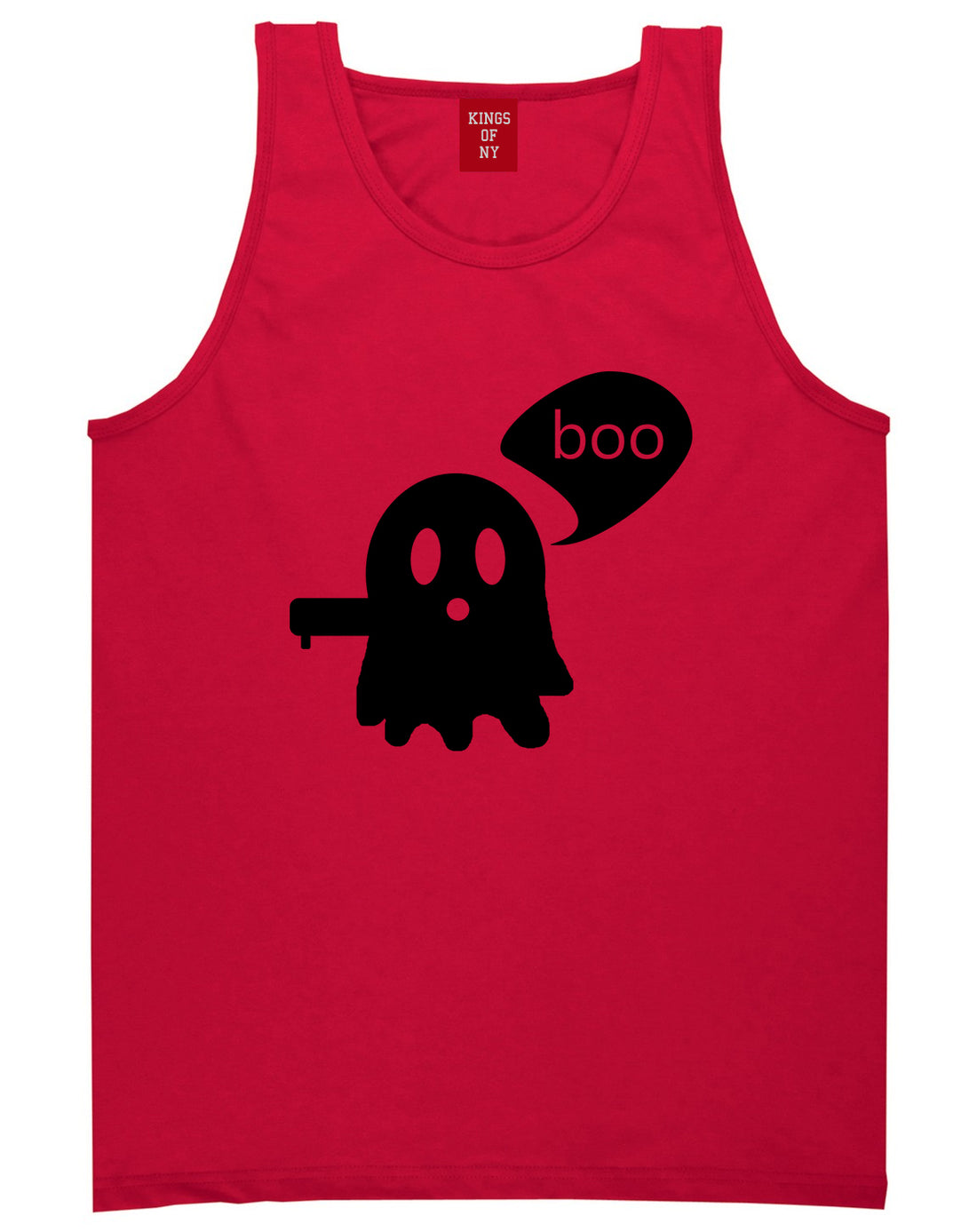 Cute Displeased Ghost Halloween Mens Tank Top T-Shirt Red