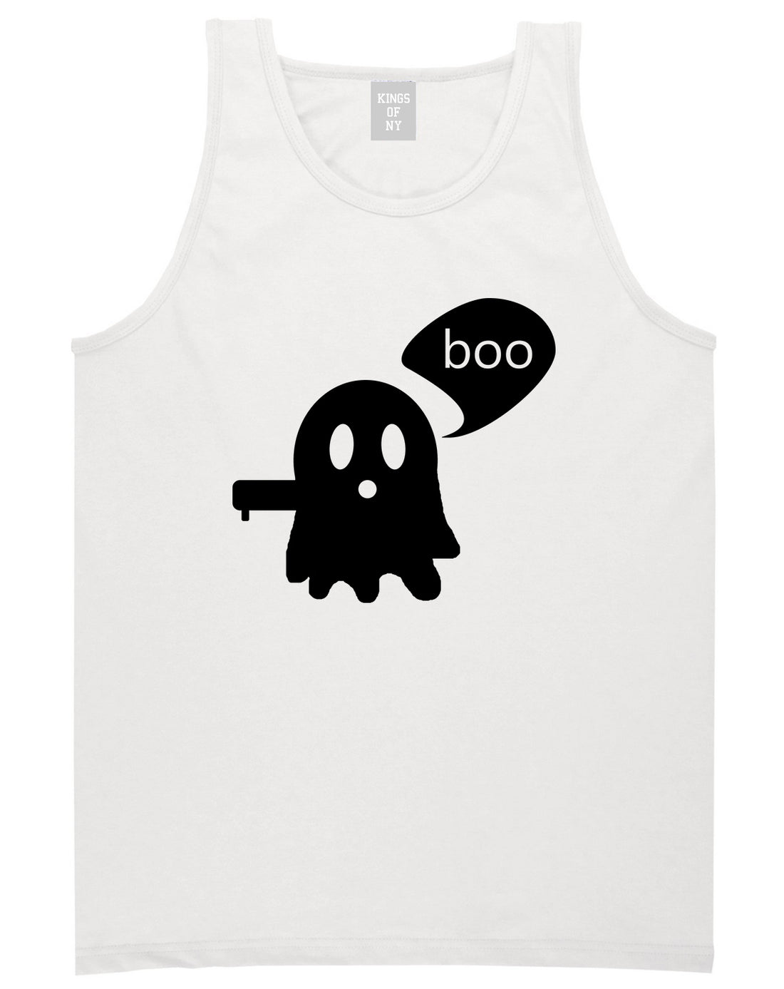 Cute Displeased Ghost Halloween Mens Tank Top T-Shirt White