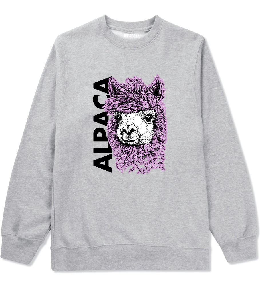 Cute Alpaca Face Grey Crewneck Sweatshirt by Kings Of NY