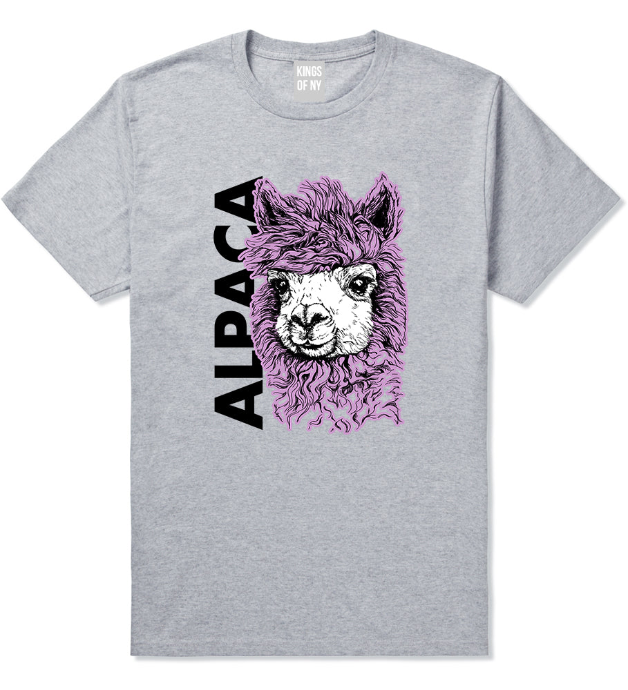 Cute Alpaca Face Grey T-Shirt by Kings Of NY