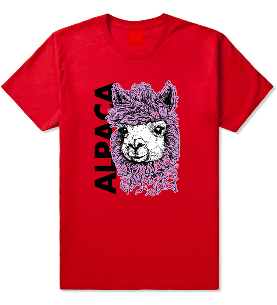 Cute Alpaca Face Red T-Shirt by Kings Of NY