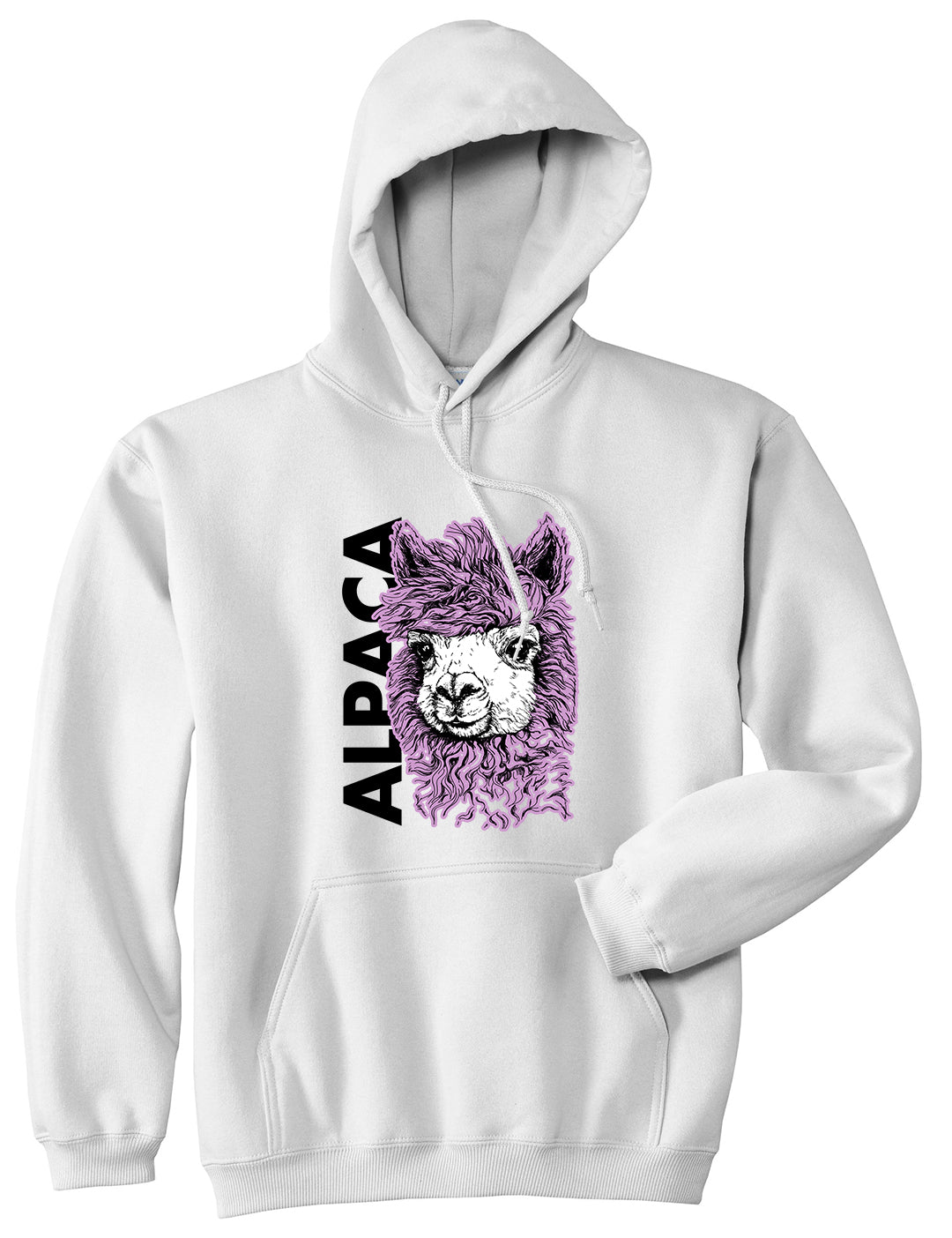 Cute Alpaca Face White Pullover Hoodie by Kings Of NY