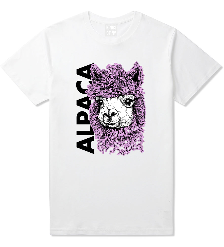Cute Alpaca Face White T-Shirt by Kings Of NY