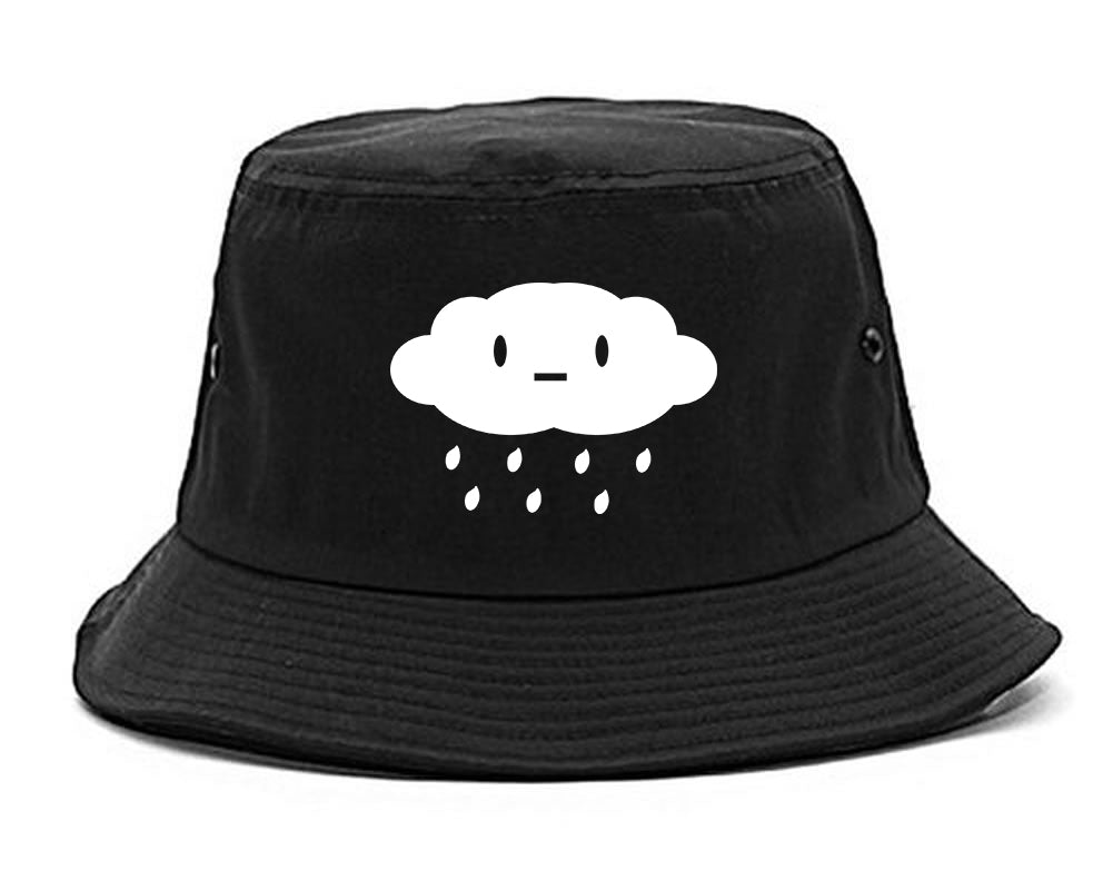 Cute Face Rain Cloud Bucket Hat Black