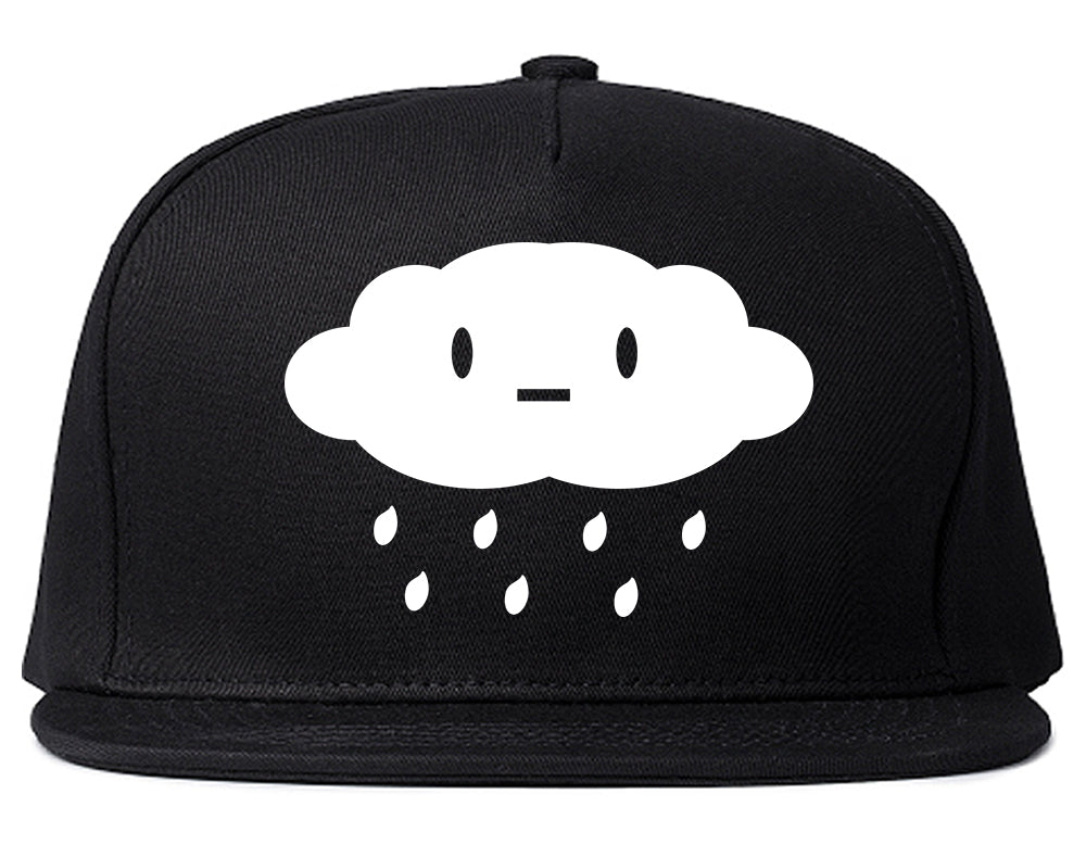 Cute Face Rain Cloud Snapback Hat Black