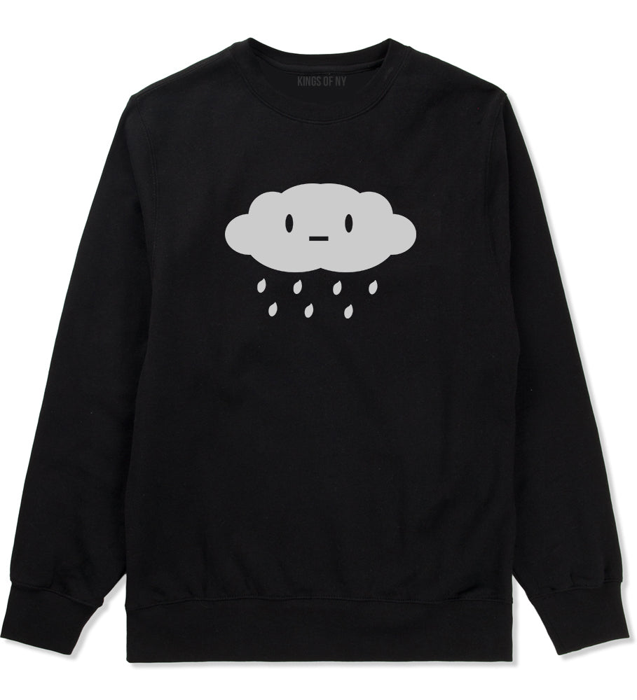 Cute Face Rain Cloud Black Crewneck Sweatshirt by Kings Of NY