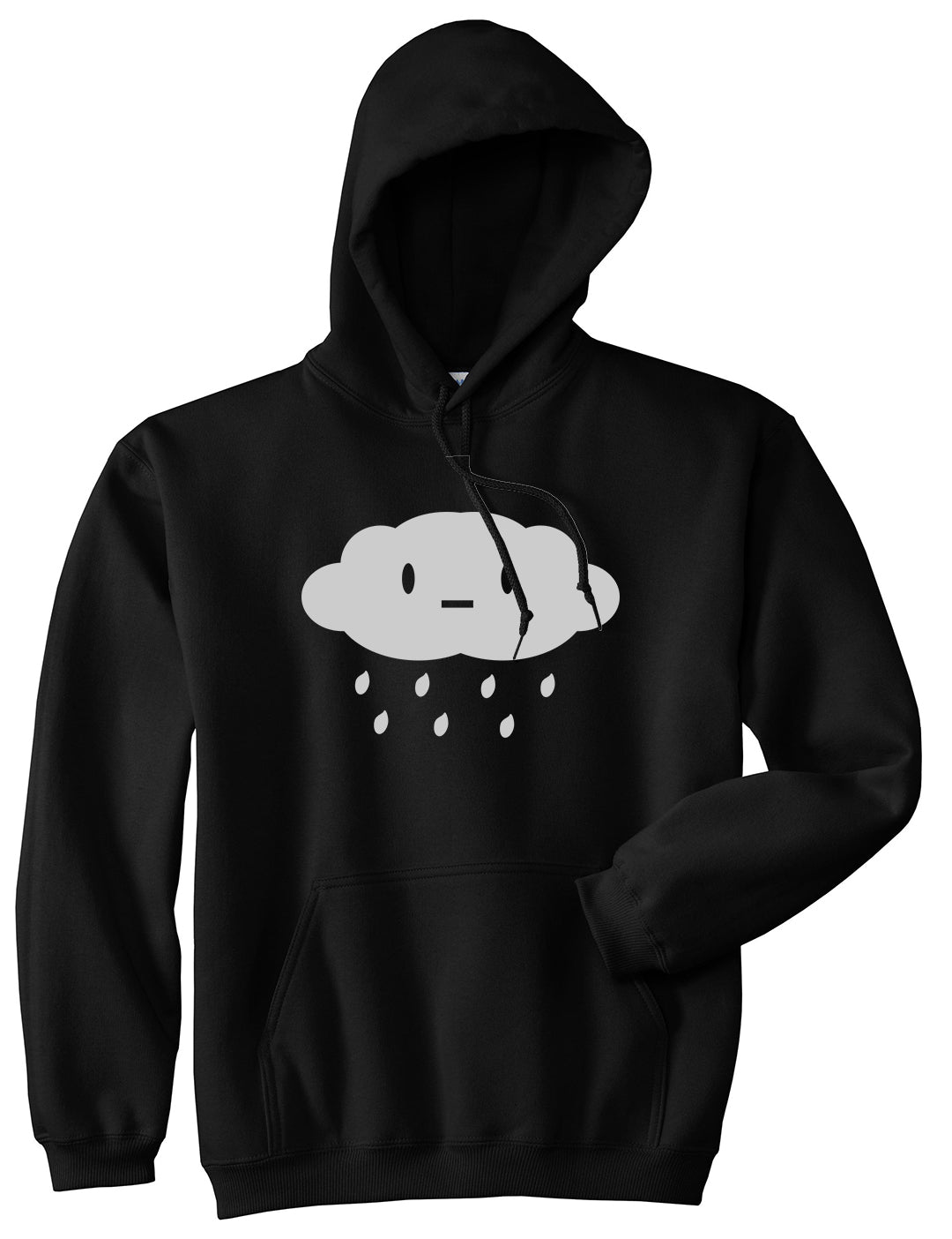 Cute Face Rain Cloud Black Pullover Hoodie by Kings Of NY
