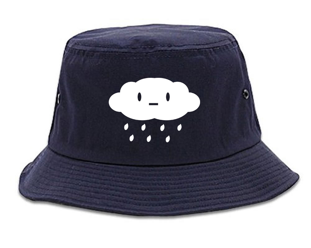 Cute Face Rain Cloud Bucket Hat Blue