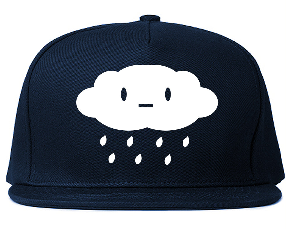 Cute Face Rain Cloud Snapback Hat Blue