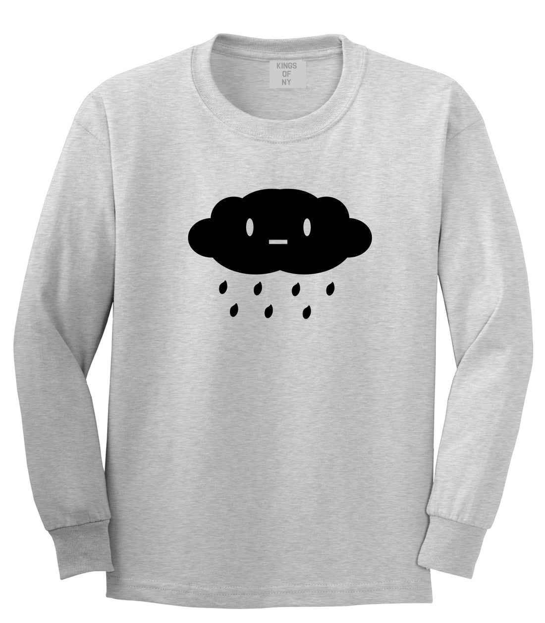 Cute Face Rain Cloud Grey Long Sleeve T-Shirt by Kings Of NY