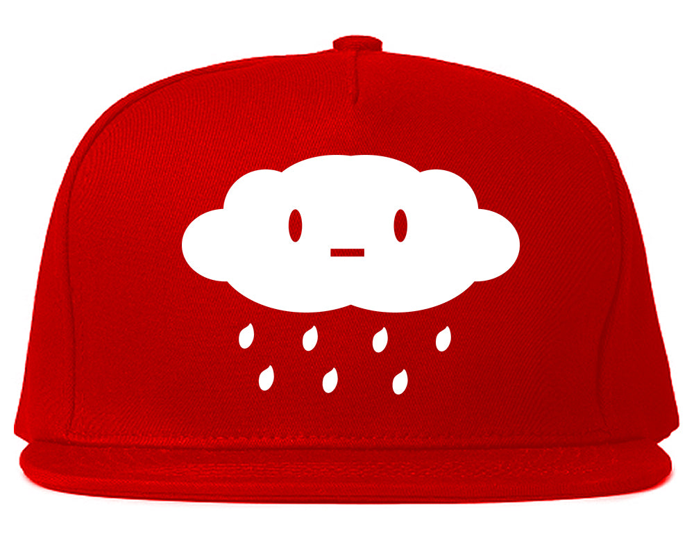 Cute Face Rain Cloud Snapback Hat Red
