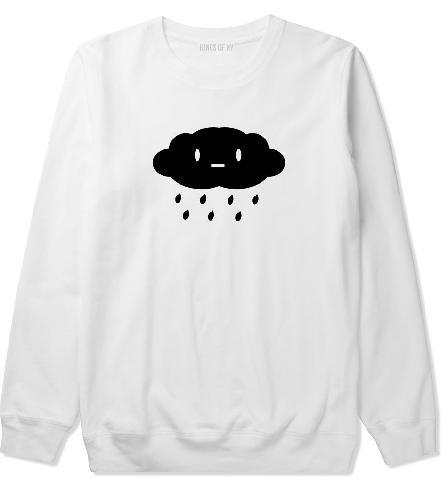 Cute Face Rain Cloud White Crewneck Sweatshirt by Kings Of NY