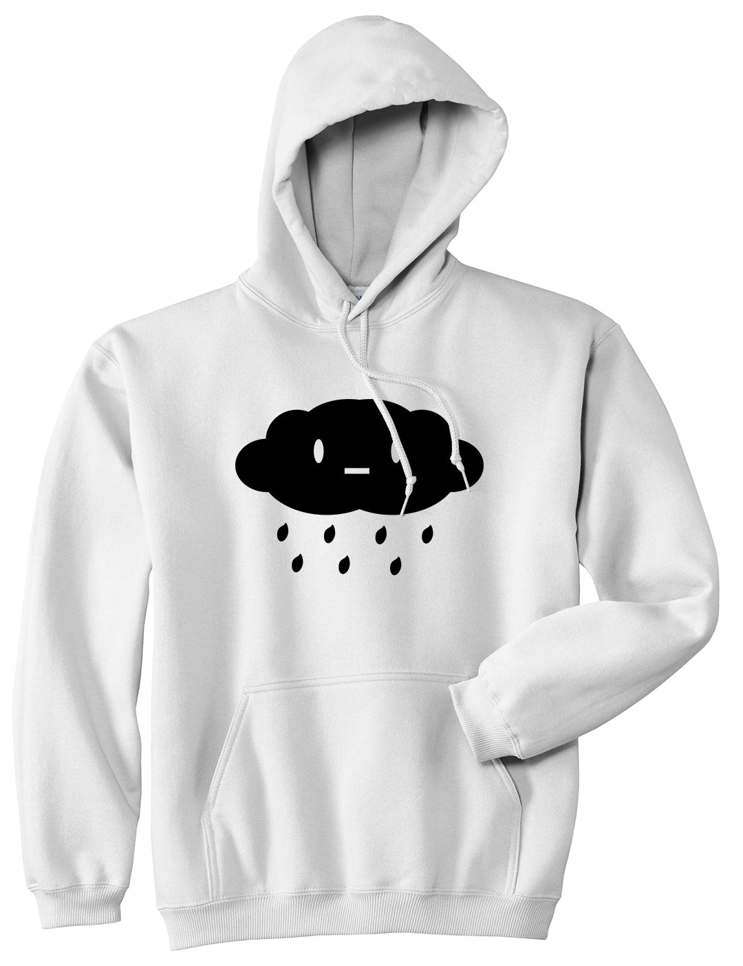 Cute Face Rain Cloud White Pullover Hoodie by Kings Of NY