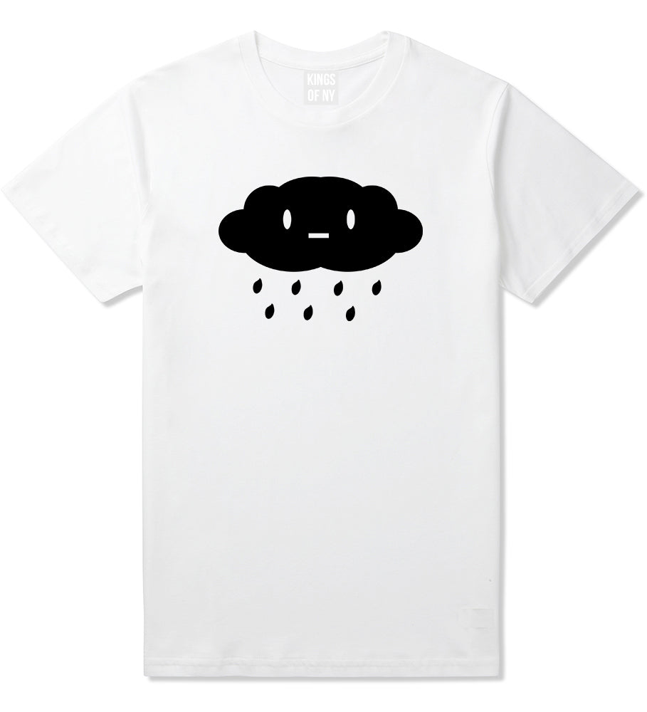 Cute Face Rain Cloud White T-Shirt by Kings Of NY