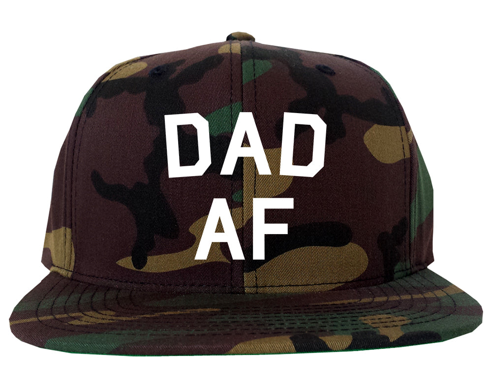 Dad AF New Father Funny Mens Snapback Hat Green Camo