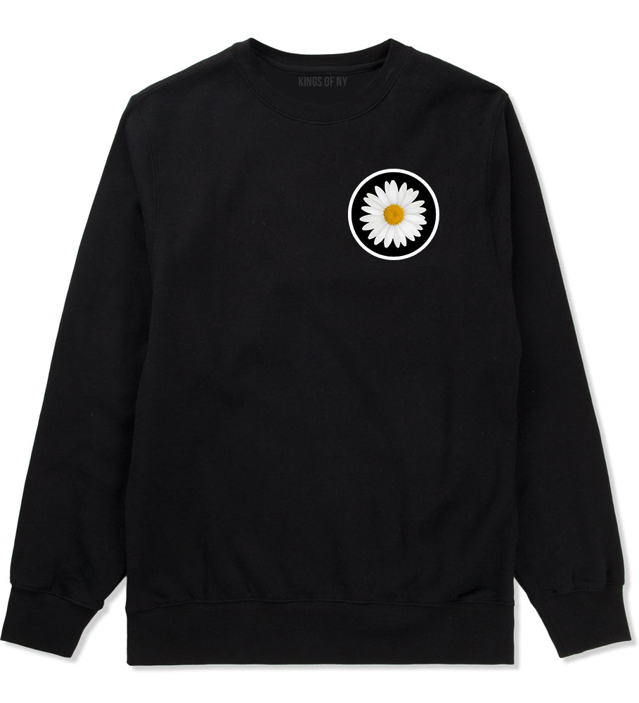 Daisy Flower Chest Mens Black Crewneck Sweatshirt by Kings Of NY