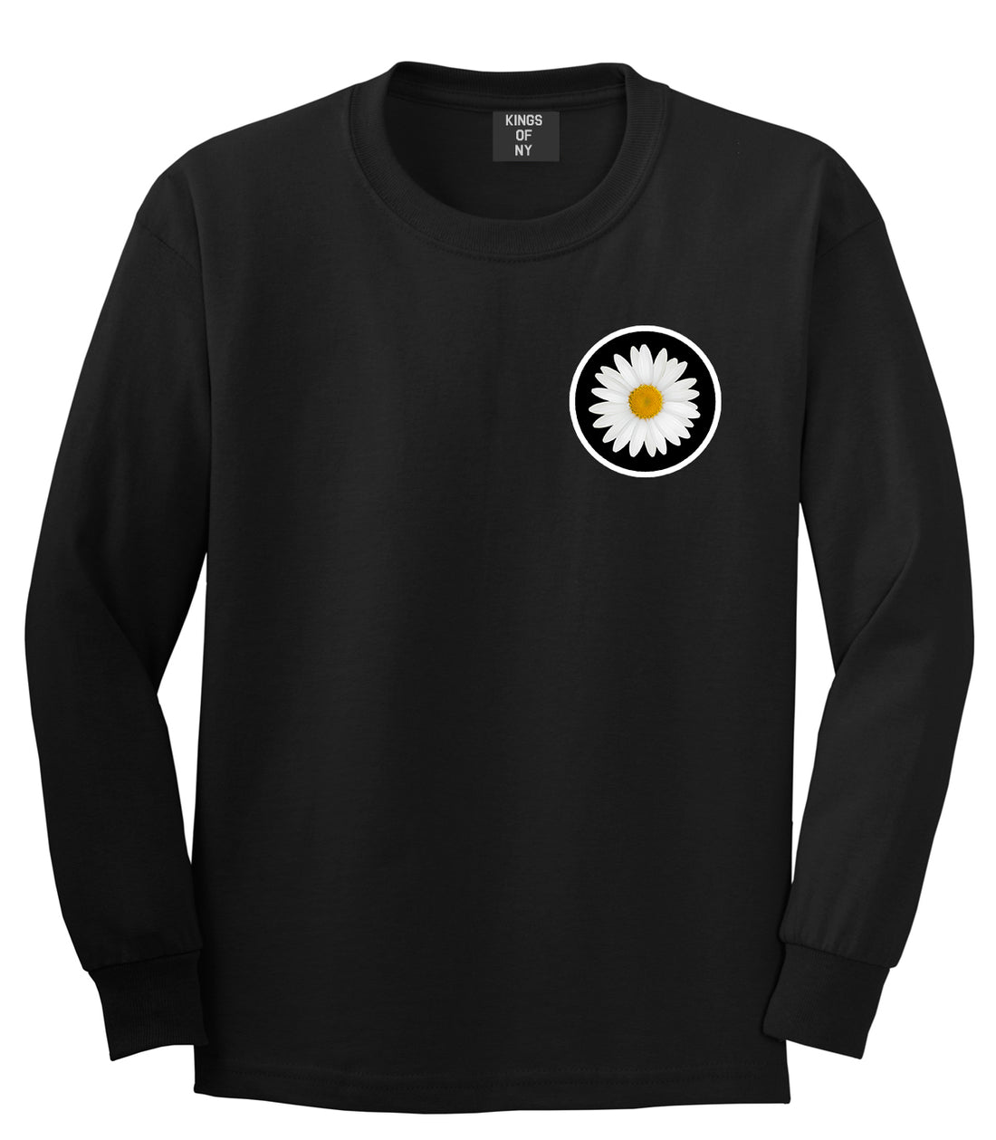 Daisy Flower Chest Mens Black Long Sleeve T-Shirt by Kings Of NY