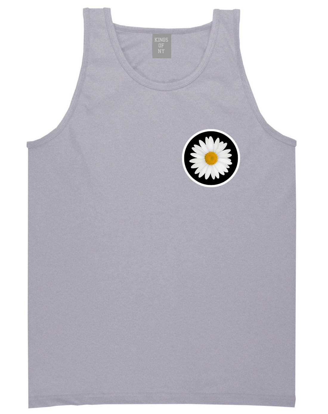 Daisy_Flower_Chest Mens Grey Tank Top Shirt by Kings Of NY