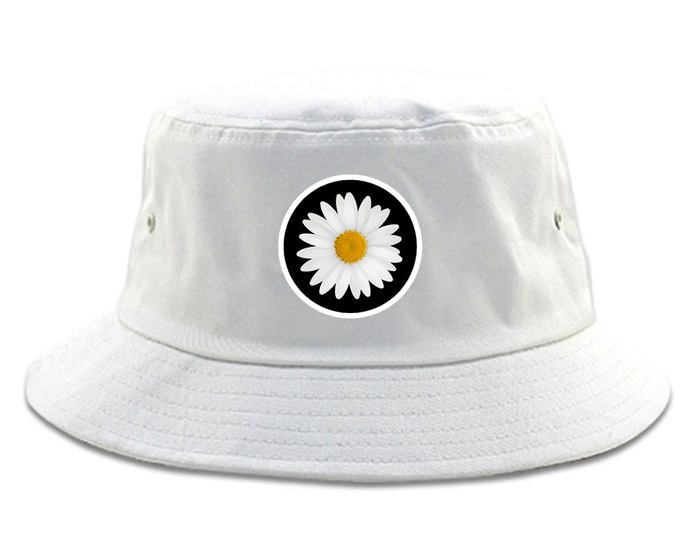 Daisy_Flower_Chest Mens White Bucket Hat by Kings Of NY