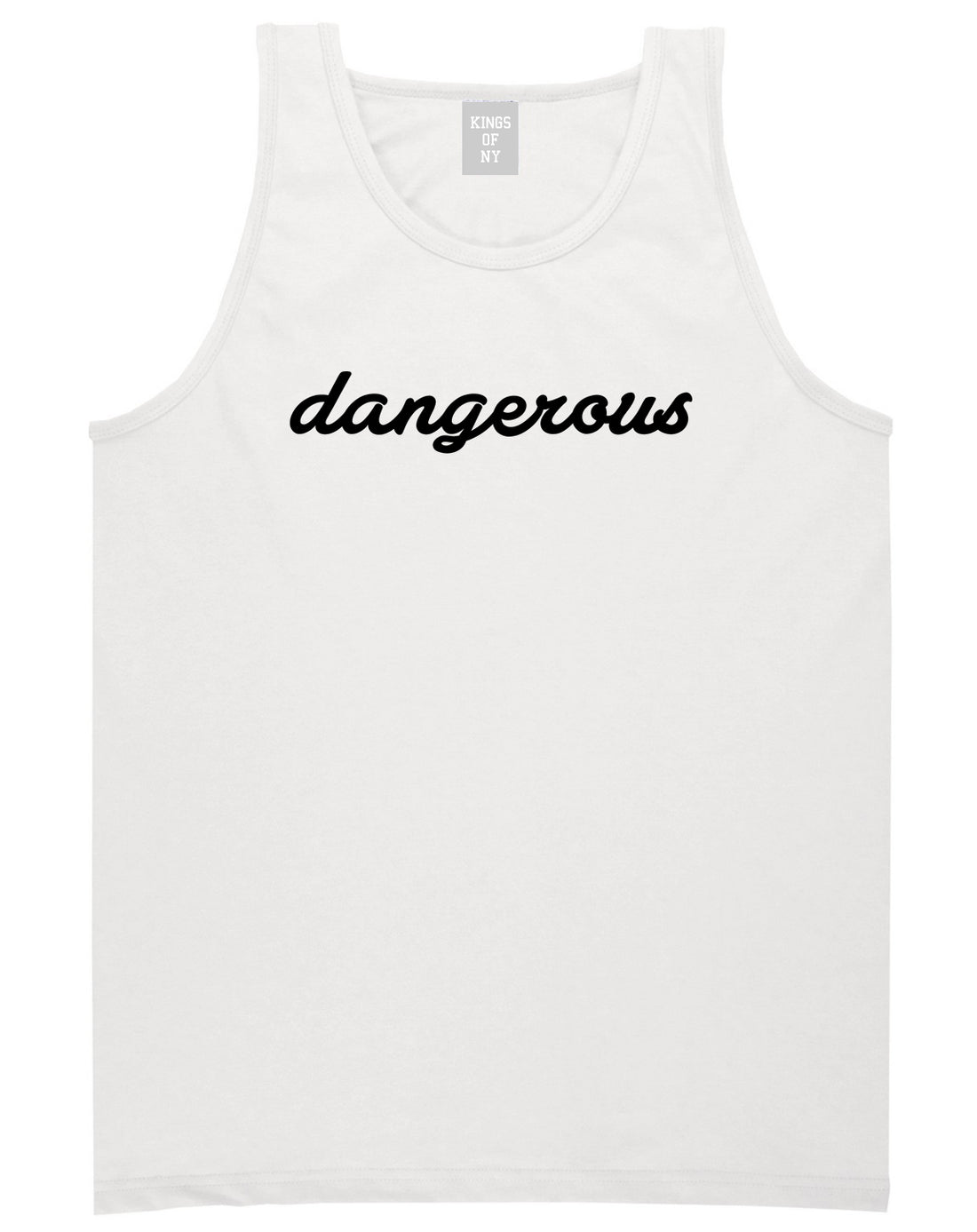 Dangerous_Script Mens White Tank Top Shirt by Kings Of NY